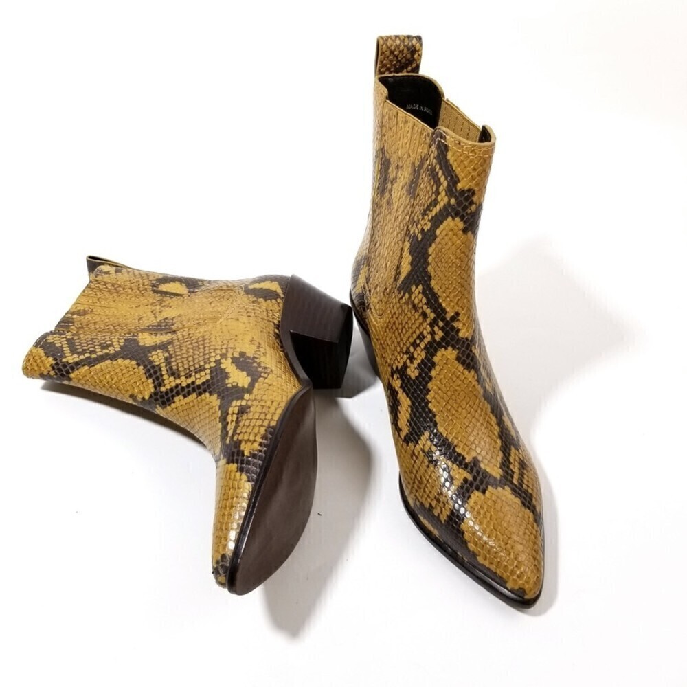 Loeffler Randall Aylin Amber Western Bootie Boho Brown Snake Print Block Boot 7